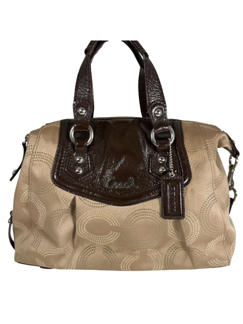 COACH Ashley Signature Dotted Op Art Satchel + Hang Tag F20027